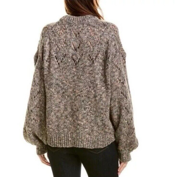 MADEWELL Pointelle Bubble Sleeve Wool Blend Oversized Pullover Sweater Gray Sz S - Picture 2 of 10